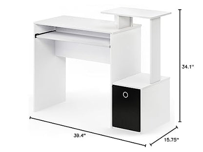 Furinno Econ Multipurpose Home Office Computer Writing Desk, White/Black