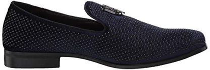 Stacy Adams Mens Swagger Studded Ornament Slip-on Driving Style Loafer, Navy, 9