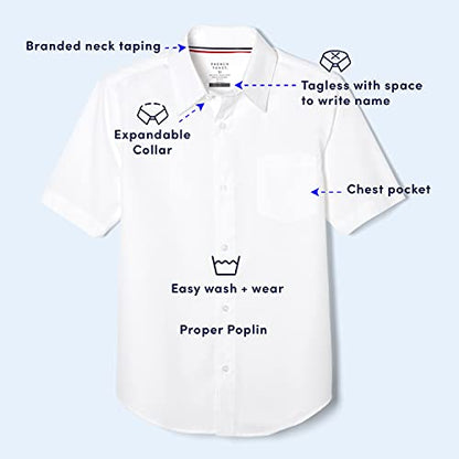 French Toast Boys' Short Sleeve Classic Poplin Dress Shirt (Standard & Husky), White, 5