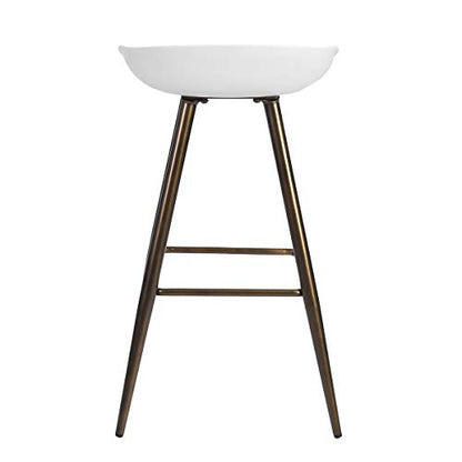 Homy Casa Inc Set of 2 Modern Simple Bar Stools,32.3" Counter Height Bar Stools Bar Chair with Low Backrest&Footrest for Home Bar Kitchen Dining Room Living Room Pub, White & Bronze