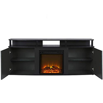 Ameriwood Home Carson Electric Fireplace TV Console for TVs up to 70", Black