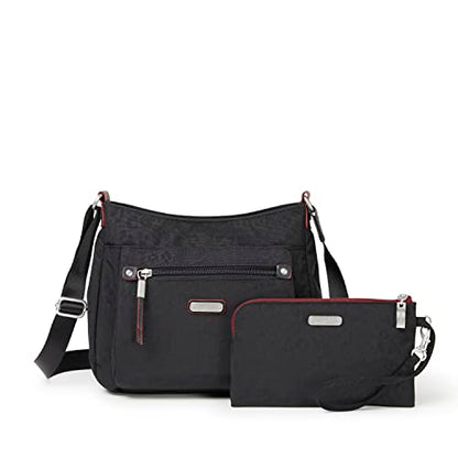 Baggallini womens uptown bagg with RFID phone wristlet, Black Cheetah, One Size US