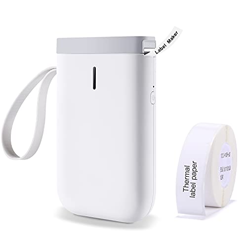 YuLinca Label Maker D11 with Tape, Wireless Bluetooth Portable Sticker Labels Printer 10-15mm Label Width Compatible with iOS & Android for Home & Office (Grey-White)