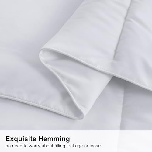 MERITLIFE Comforter Queen Size All Season Soft Down Alternative Comforter Lightweight & Breathable 2100 Series Reversible Duvet Insert with Corner Ties-Machine Washable (White Queen,88"x88")