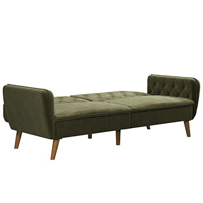 Novogratz Tallulah Memory Foam Futon, Convertible Couch, Green Velvet