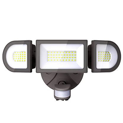 iMaihom 50W Motion Sensor Light Outdoor,4600LM Bright LED Security Lights Motion Activated,6500K Flood Lights Outdoor Motion Detection,3 Adjustable Head IP65 Outdoor Motion Lights for Yard (Brown)