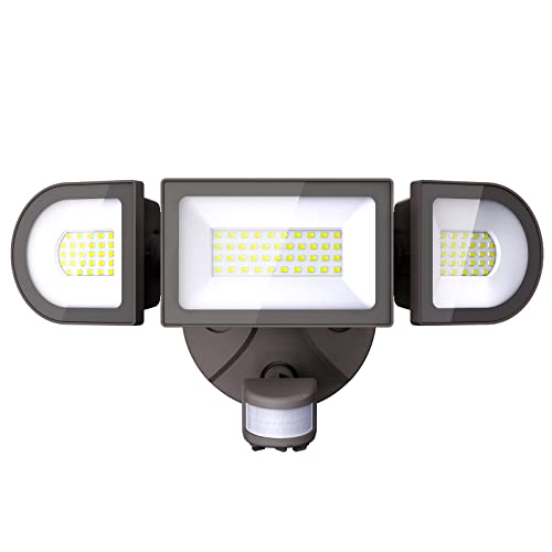 iMaihom 50W Motion Sensor Light Outdoor,4600LM Bright LED Security Lights Motion Activated,6500K Flood Lights Outdoor Motion Detection,3 Adjustable Head IP65 Outdoor Motion Lights for Yard (Brown)