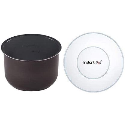 Instant Pot Ceramic Non Stick Interior Coated Inner Cooking Pot 8 Quart & Pot Silicone Lid 8 Quart