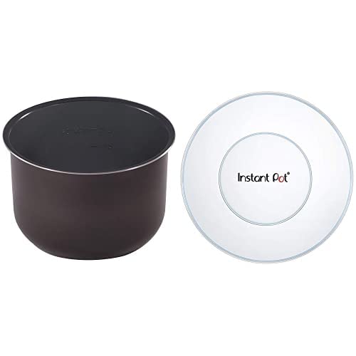 Instant Pot Ceramic Non Stick Interior Coated Inner Cooking Pot 8 Quart & Pot Silicone Lid 8 Quart
