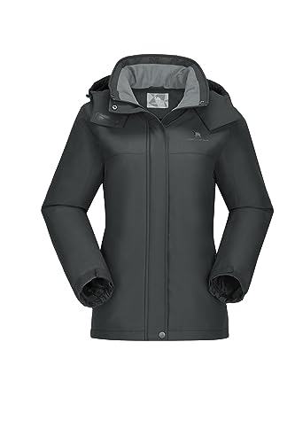 CAMEL CROWN Women's Ski Jacket Thicken Winter Snow Coat Warm Fleece Mountain Waterproof Female Jacket Hooded Windbreaker Grey L
