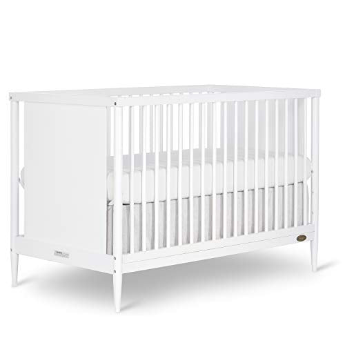 Dream On Me Clover 4-in-1 Modern Island Crib with Rounded Spindles in White, Convertible Crib, Mid-Century Meets Modern, Coordinates with The Clover Changing Counter