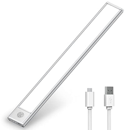 LED Motion Sensor Cabinet Light, Under Cabinet Lights, Wireless USB Rechargeable Kitchen Night Lights, Stick-on Anywhere Battery Powered Operated Light, 35-LED Light for Stairway Wardrobe, Closets
