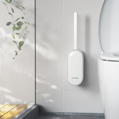 Toilet Bowl Brush and Holder, OSCIOSS Toilet Brush Set with Ergonomic Design, Compact Size, Durable Bristles, Toilet Brushes & Holders for Dead Corner Clean, White