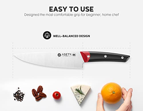 ASETY Knife Sets for Kitchen with Block- NSF Food-Safe, Full Tang German Stainless Steel 17 PCS Chef Knife Set with 4-in-1 Knife Sharpener and 2x Peeler- Ergonomic Handle, Christmas Gifts