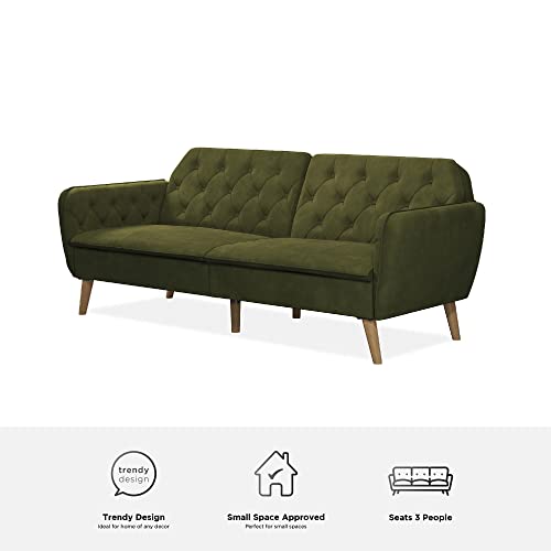 Novogratz Tallulah Memory Foam Futon, Convertible Couch, Green Velvet