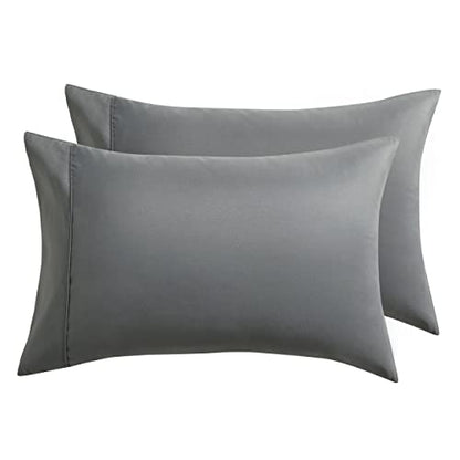 Bedsure Queen Pillow Cases Set of 2 - Dark Grey Brushed Microfiber Pillowcase 2 Pack, Super Soft and Cozy Pillow Case Covers with Envelop Closure, 20x30 Inches