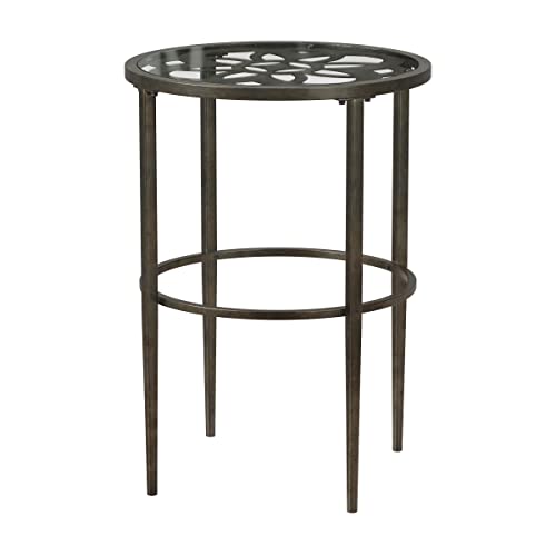 Hillsdale Marsala End Table, 17.25", Gray Finish with Rubbed Brown Accents