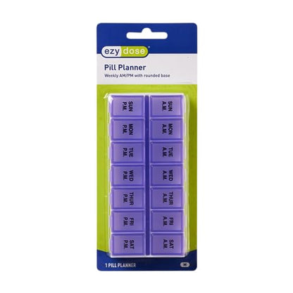 Ezy Dose Weekly (7-Day) AM/PM Pill Organizer, Vitamin Case, And Medicine Box, Medium Compartments, 2 Times a Day, Color may vary