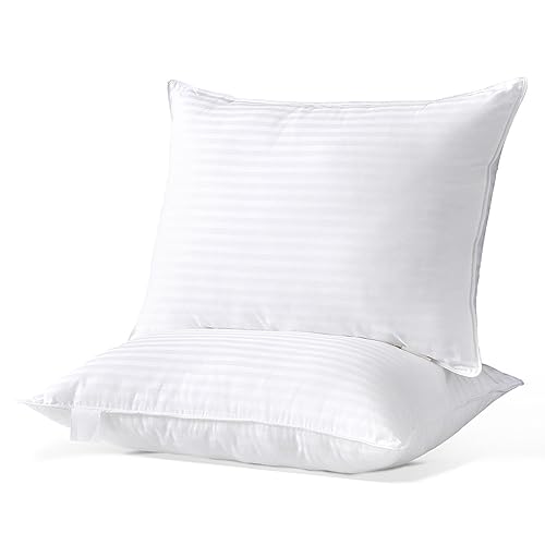 Ankwos Down Alternative Bedding Pillow, 2-Pack Queen Size (28”x20“), Pillows for Back Sleepers, Side Sleepers, and Stomach Sleepers, Double-Edge Sewing Design, Machine Washable, White