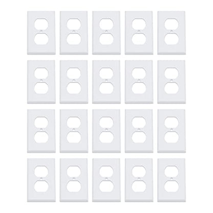 Amazon Basics 1-Gang Duplex Wall Plate - 20-Pack, White