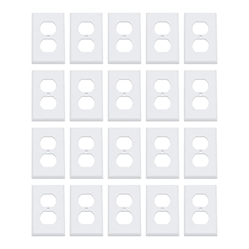 Amazon Basics 1-Gang Duplex Wall Plate - 20-Pack, White