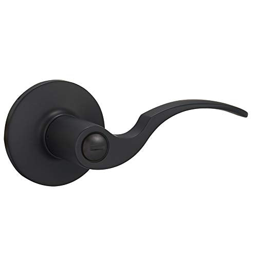 Amazon Basics Shelby Door Lever With Lock, Privacy, Matte Black