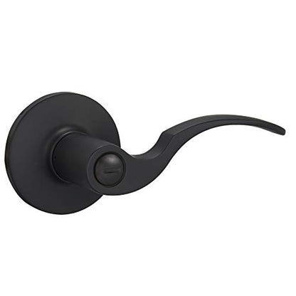Amazon Basics Shelby Door Lever With Lock, Privacy, Matte Black