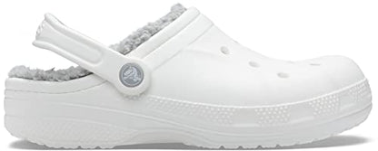 Crocs Unisex-Adult Ralen Lined Clogs | Fuzzy Slippers, White/Light Grey, 12 Women / 10 Men