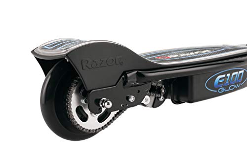 Razor E100 Glow Electric Scooter for Kids Age 8+, LED Light-Up Deck, 8" Air-filled Front Tire, Up to 40 Minutes Continuous Ride Time