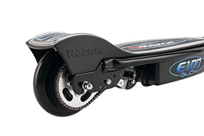 Razor E100 Glow Electric Scooter for Kids Age 8+, LED Light-Up Deck, 8" Air-filled Front Tire, Up to 40 Minutes Continuous Ride Time