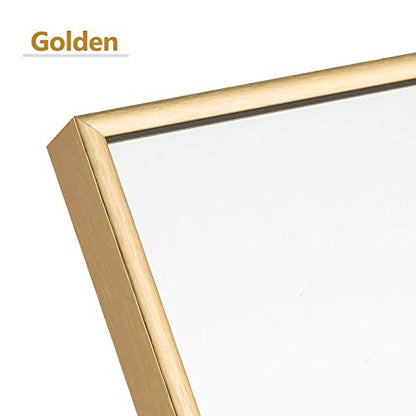 self Full Length Floor Mirror 43"x16" Large Rectangle Wall Mirror Hanging or Leaning Against Wall for Bedroom, Dressing and Wall-Mounted Thin Frame Mirror - Gold