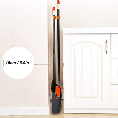 Broom and Dustpan with 52" Long Handle for Home Kitchen Room Office Lobby Floor Use Upright Stand Up Set