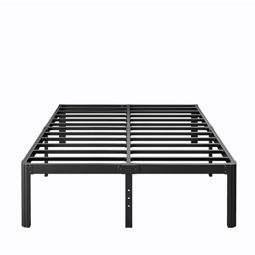 LAKKURI 14 Inch High Full Size Bed Frame No Box Spring Needed, Platform Metal Bed Frame Full Size, Noise Free, Easy Assembly, Heavy Duty, Black