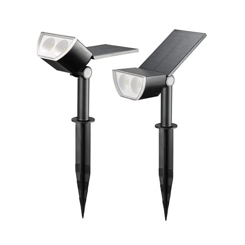 Linkind Outdoor Solar Spot Lights, 6500K Daylight Solar Spotlight, IP67 Waterproof Adjustable Solar Panel, Solar Lights Outdoor for Yard Walkway Garden Decor, 2 Pack