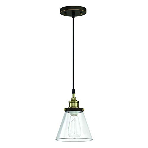 YaoKuem Pendant Lighting Fixture, Hanging Ceiling Lights, E26 Medium Base Max. 60 Watts, Clear Glass Cover, Bulbs not Included, 2-Pack