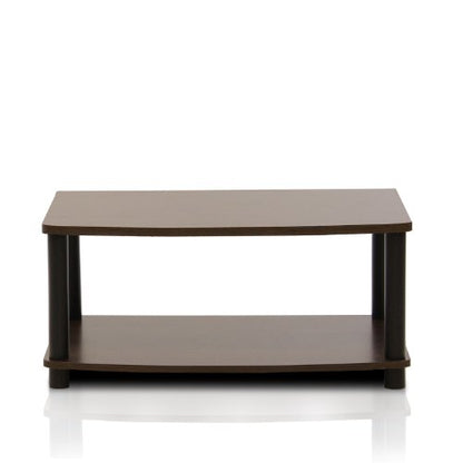 Furinno Turn-N-Tube No Tools 2-Tier Elevated TV Stand, Plastic Round Tubes, Dark Brown/Black