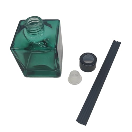 Perfume Reed Diffuser Bottle,Set of 4,Empty Square Essential Oil Bottles Glass Jar with Black Sticks For DIY Fragrance Replacement Diffuser Sets (200ml/6.7oz, Blue)