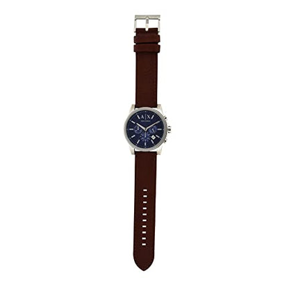 AX ARMANI EXCHANGE Men's Leather Watch, Color: Blue/Brown (Model: AX2501)