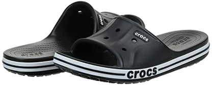 Crocs Unisex Bayaband Slides | Slide Sandals, Black/White, 10 Men/12 Women