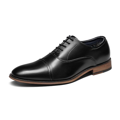 Bruno Marc Mens Lace Up Soft Cap-Toe Formal Dress Shoes, 2/Black - 8 (Oxford)
