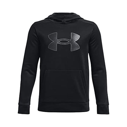 Under Armour Boys ArmourFleece Big Logo Hoodie , (001) Black / Black / Pitch Gray , Youth Small