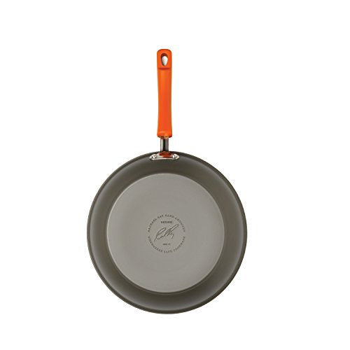 Rachael Ray Brights Hard Anodized Nonstick Frying Pan / Fry Pan / Hard Anodized Skillet - 8.5 Inch, Gray with Orange Handles