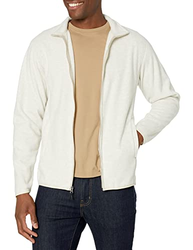 Amazon Essentials Men's Full-Zip Fleece Jacket (Available in Big & Tall), Oatmeal Heather, Medium