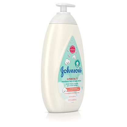 Johnson's CottonTouch Newborn Baby Face and Body Lotion, Hypoallergenic Moisturization for Baby's Skin, Made with Real Cotton, Paraben-Free, Sulfate-Free, Dye-Free, 27.1 fl. oz