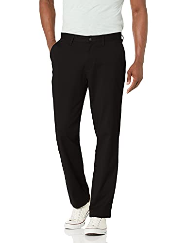 Nautica mens Classic Fit Flat Front Stretch Solid Chino "Deck" Business Casual Pants, True Black, 38W x 32L US