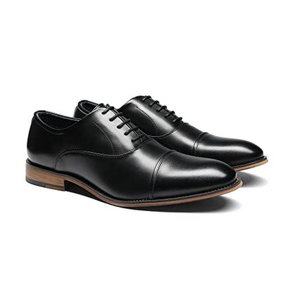 Bruno Marc Mens Lace Up Soft Cap-Toe Formal Dress Shoes, 2/Black - 8 (Oxford)