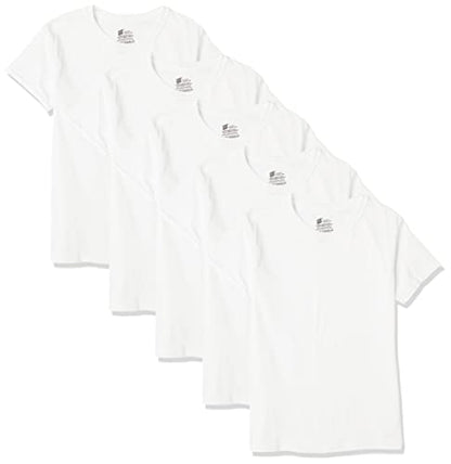 Hanes Boys' Undershirt, EcoSmart Short Sleeve Crew Shirts, Multiple Packs Available, Assorted, Medium