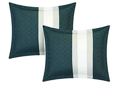 Chic Home CS3027-AN Covington 24 Piece Comforter Set Embroidered Bed in a Bag with Sheets Curtains, Queen, Teal