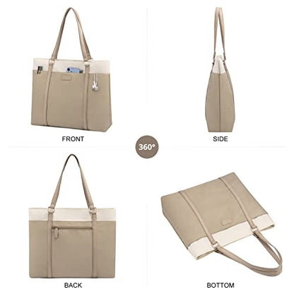 JFFD Laptop Shoulder Work Tote Bag for Women,Lightweight Casual Bag Teacher Bag Canvas 15.6 Inch Handbag Purse