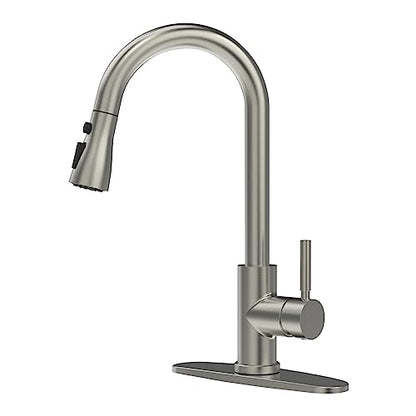 MSTJRY Kitchen Faucet with Pull Down Sprayer Single Level Stainless Steel for Kitchen Sinks,High Arc Single Handle Kitchen Sink Faucet with Pull Out Sprayer,Brushed Stainless